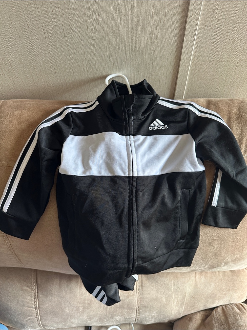 adidas Infant Colorblock Track Set Black & White Baby 12M